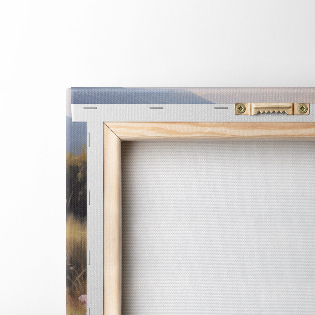 Field of flowers by a lake