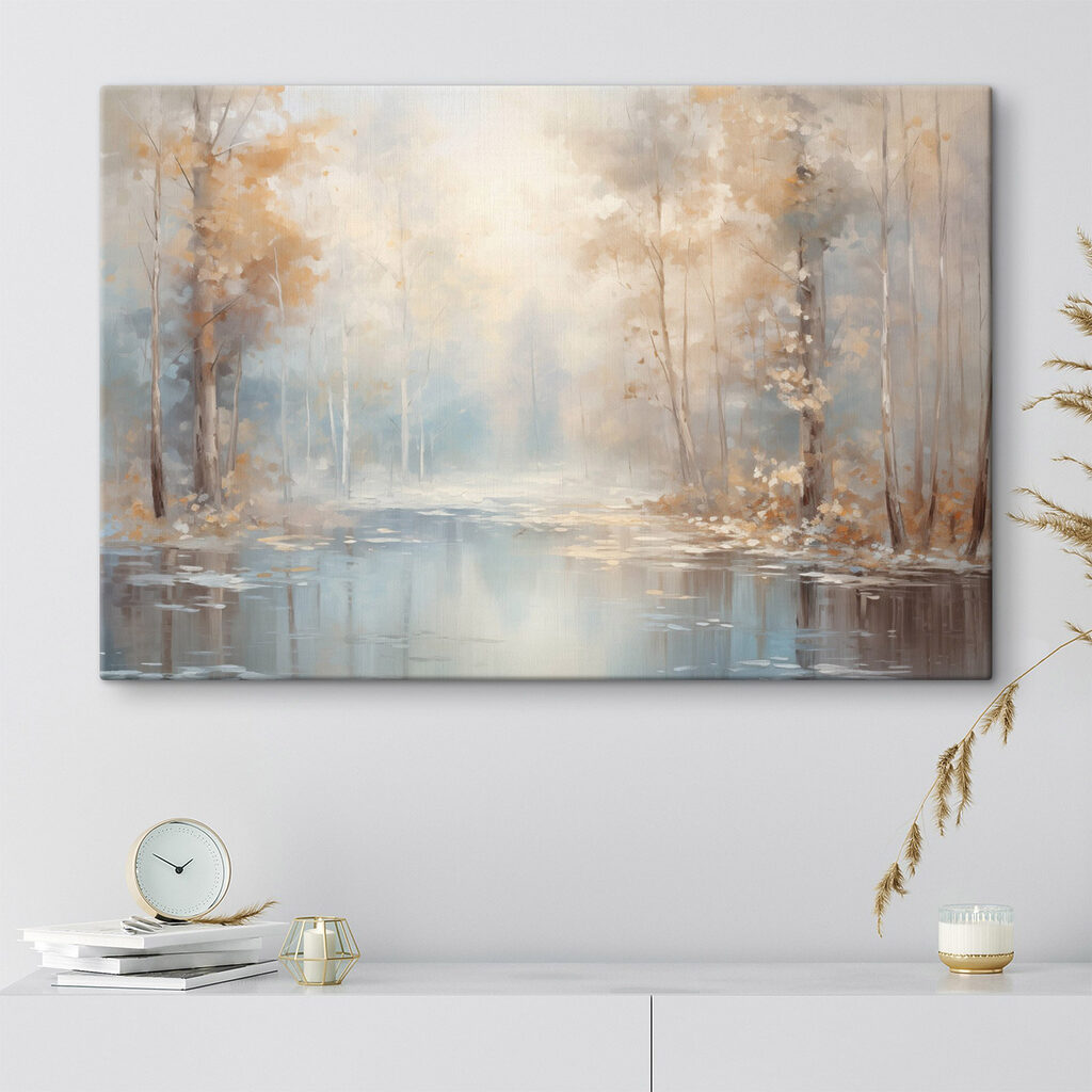 Water with trees and leaves Water with trees and leaves