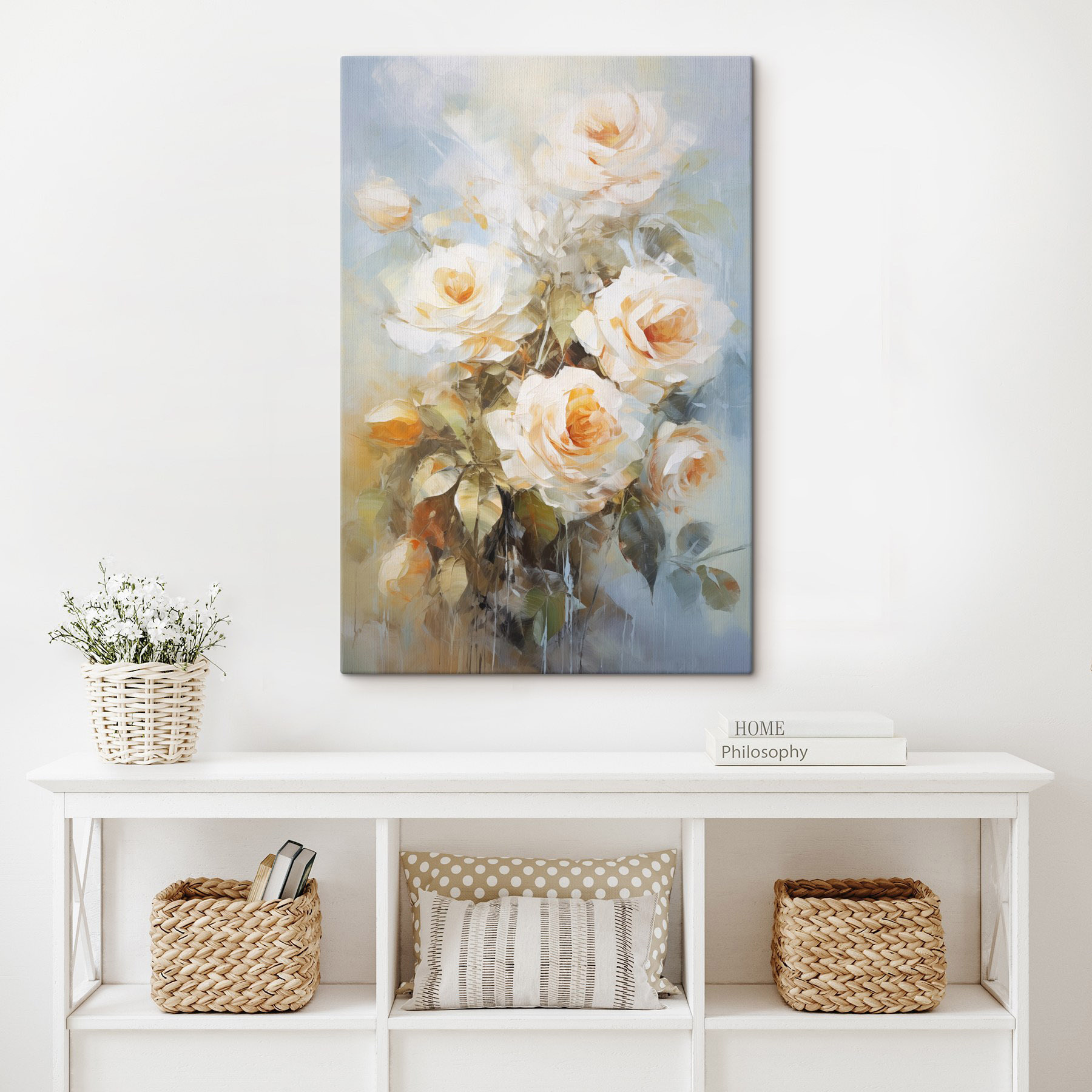Painting of white roses