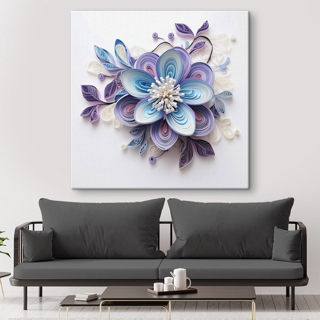 Paper flower made with paper strips