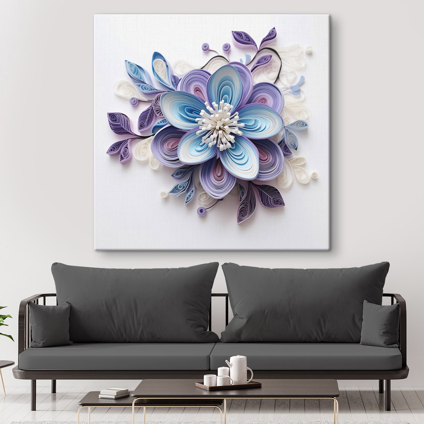 Paper flower made with paper strips