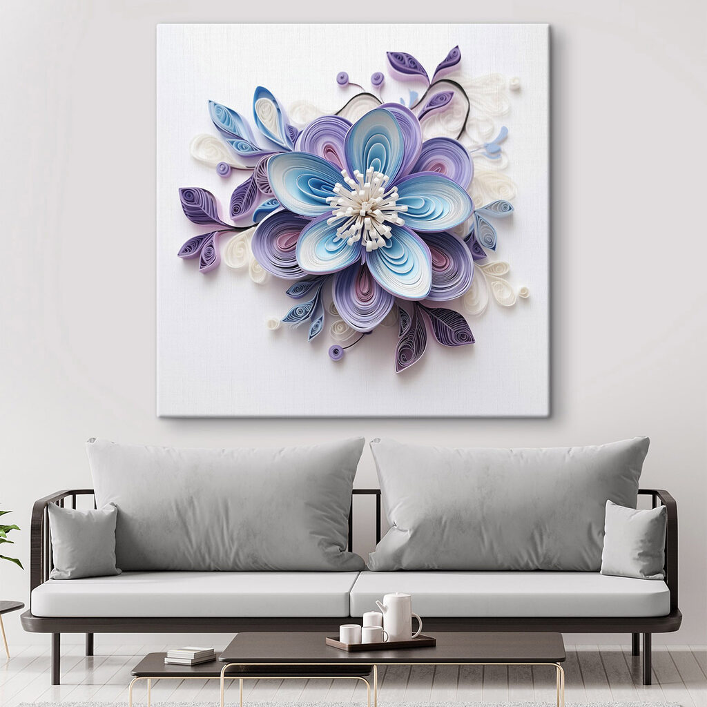 Paper flower made with paper strips