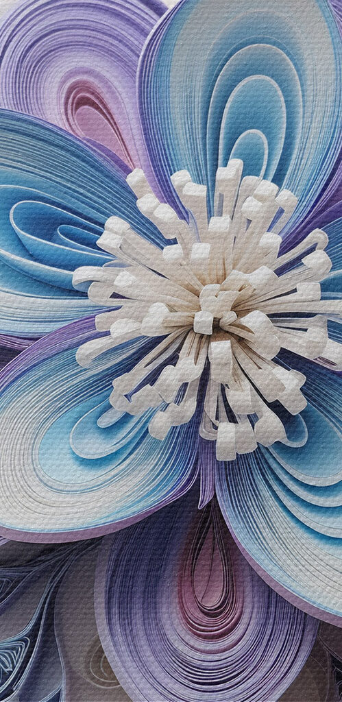 Paper flower made with paper strips