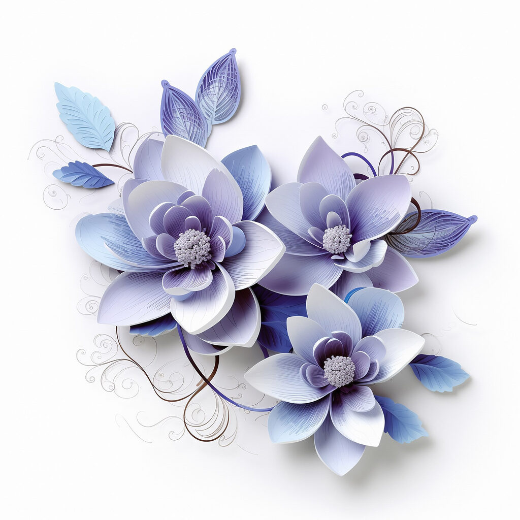 Group of flowers with leaves Group of flowers with leaves