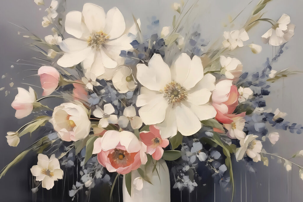 Painting of flowers in a vase Painting of flowers in a vase