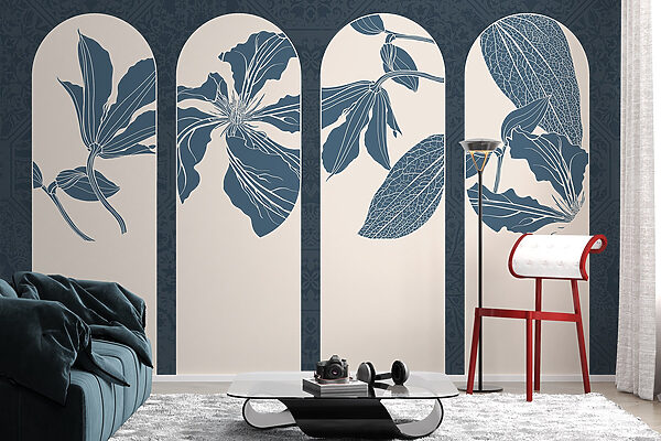 Skupina bielych a modrých kvetinových vzorov Skupina bielych a modrých kvetinových vzorov