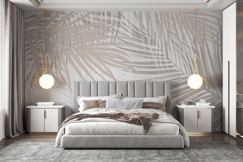 Soft hues of palm leaves intertwine Soft hues of palm leaves intertwine