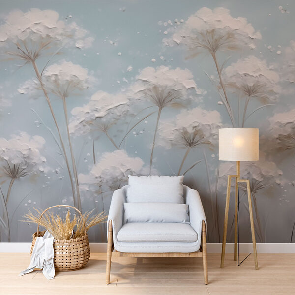 Fototapety Fototapety Maľba kvetov na modrom pozadí (Katalógové číslo: w03304)