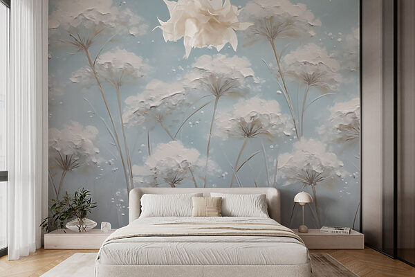 Painting of flowers on a blue background Painting of flowers on a blue background