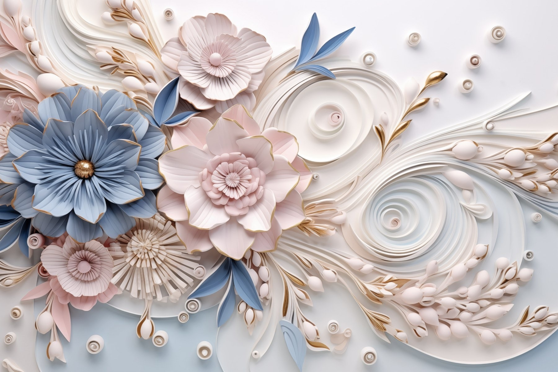 Paper flowers and leaves