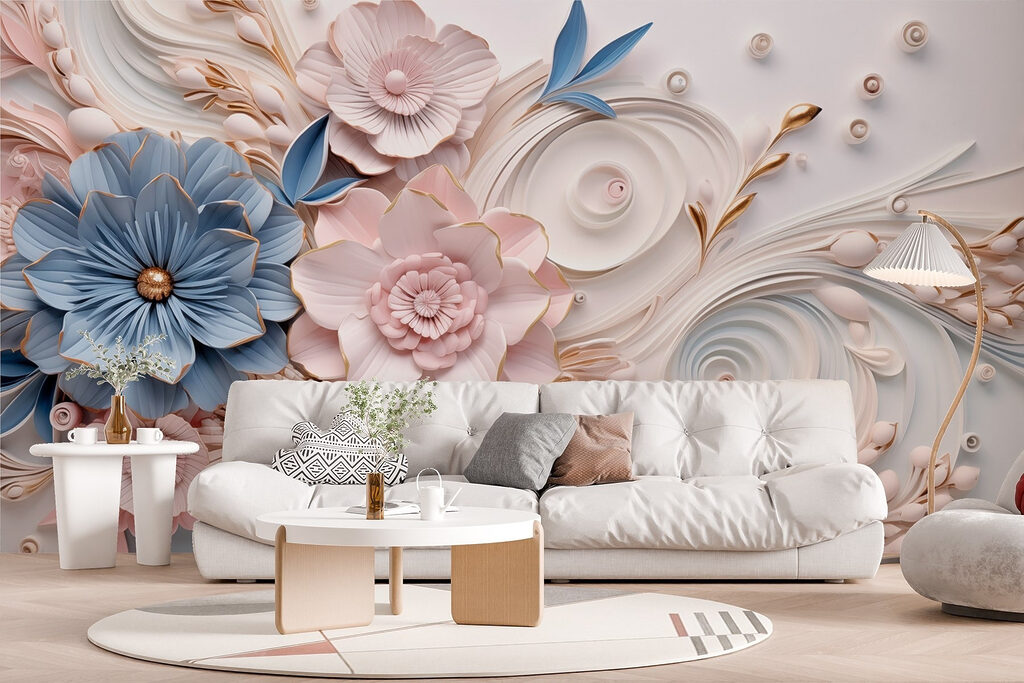 Paper flowers and leaves