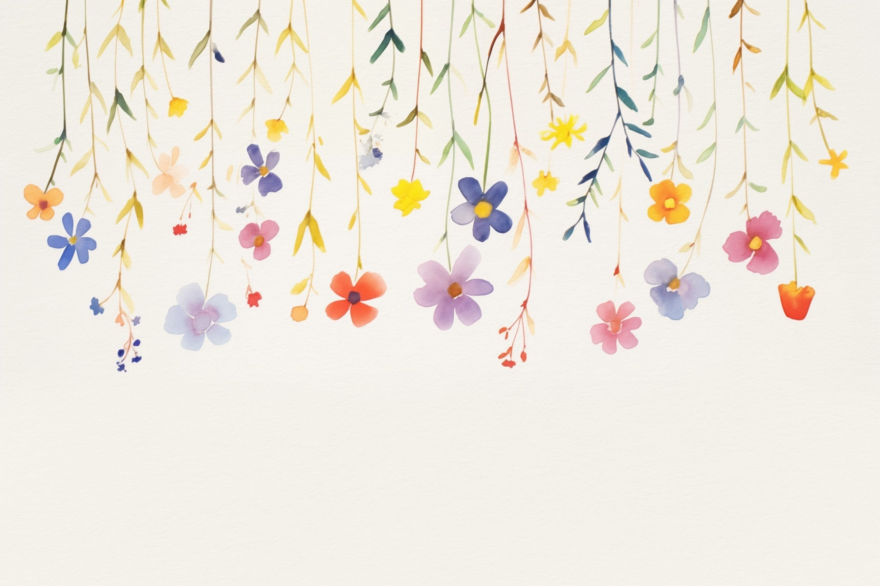 Watercolor painting of flowers and leaves