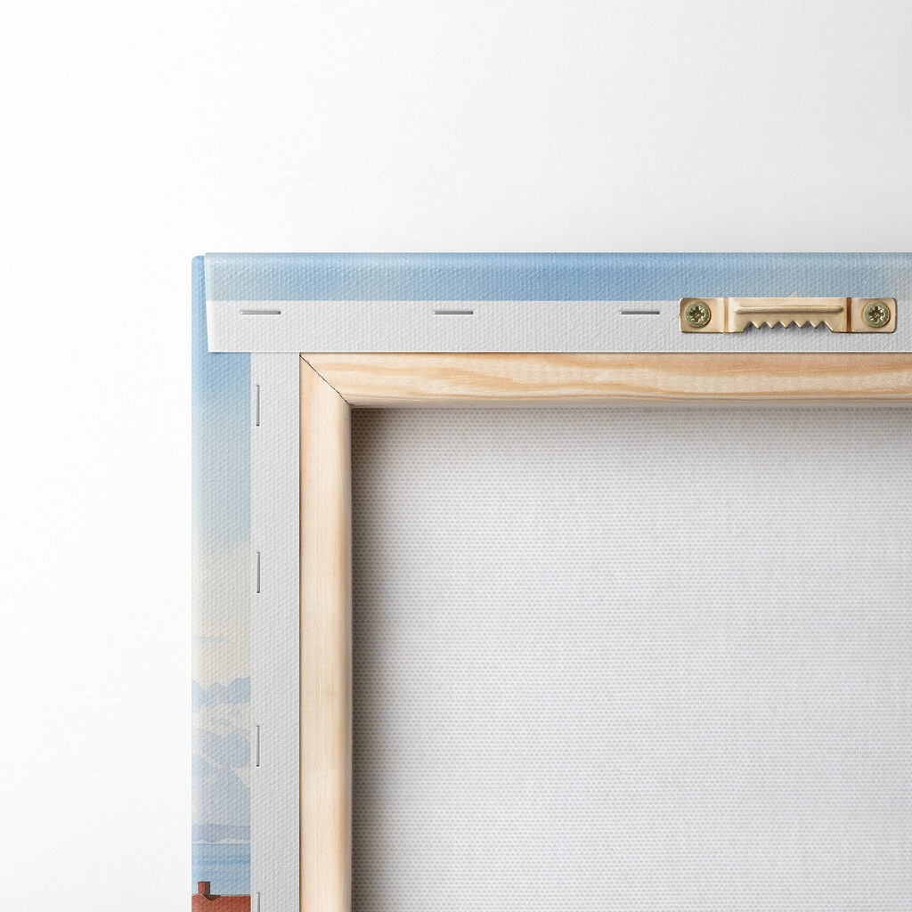 Watercolor of a river with a boat and houses on it Watercolor of a river with a boat and houses on it