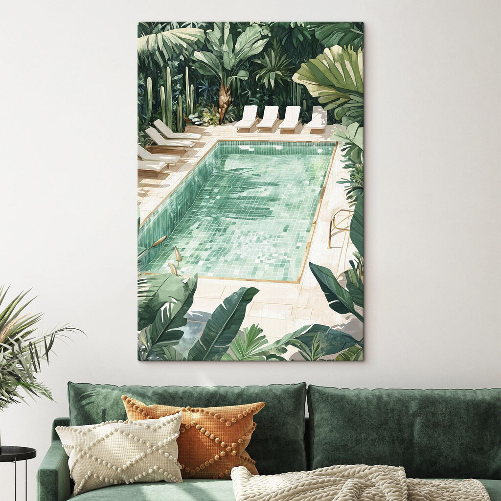 Pool with chairs and trees