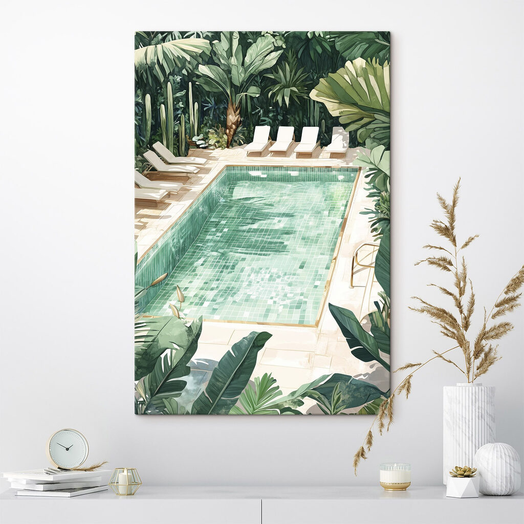 Pool with chairs and trees