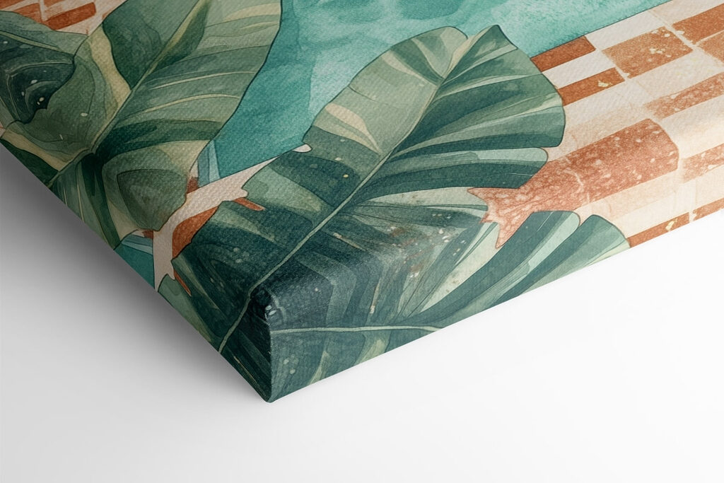 Pool with chairs and surfboards in the middle