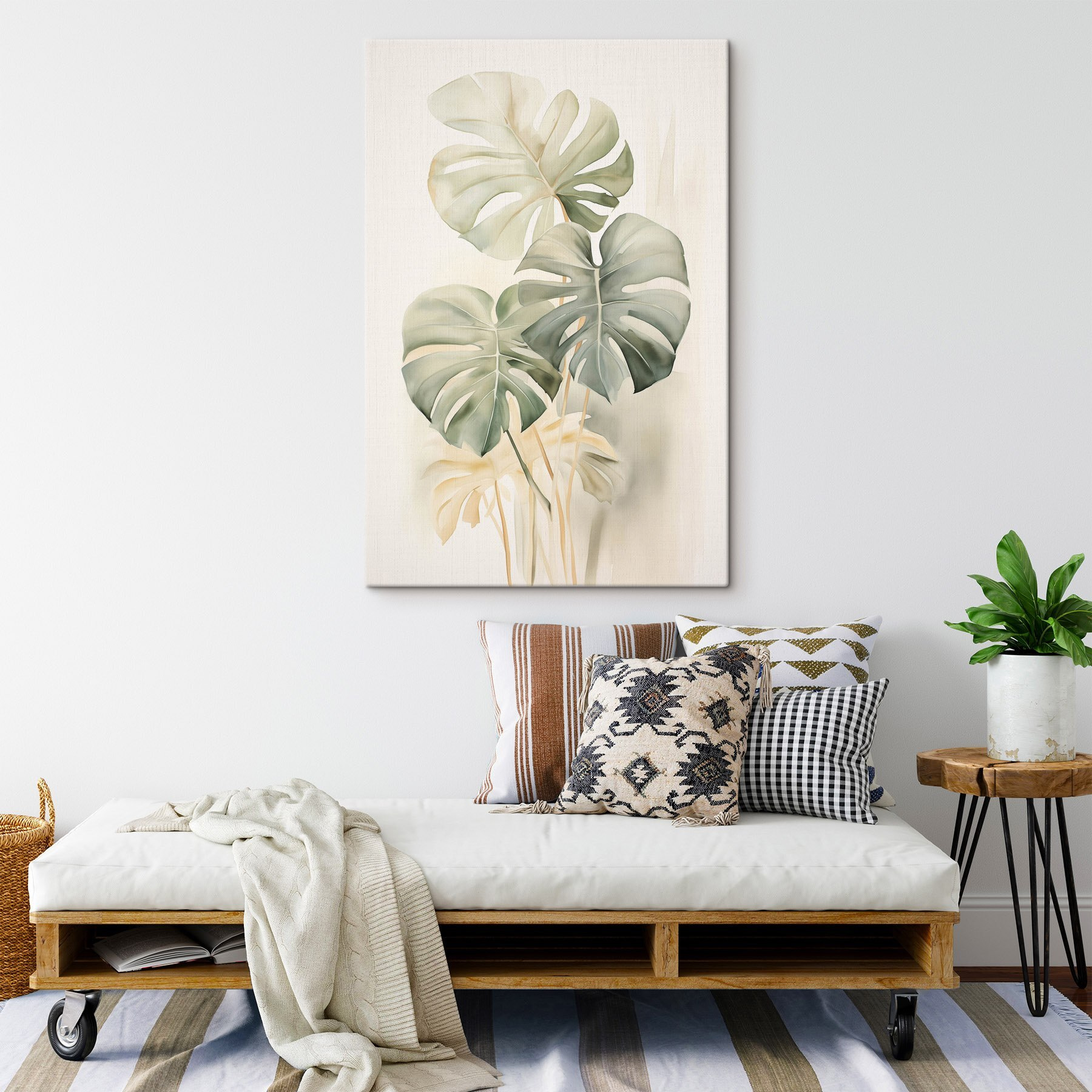 Painting of leaves on a white background