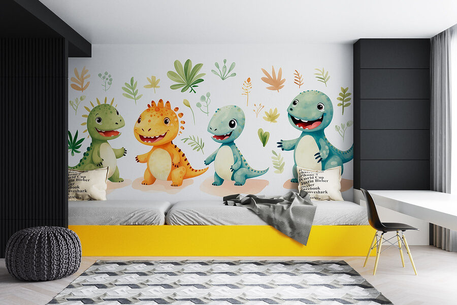 Skupina kreslených dinosaurov