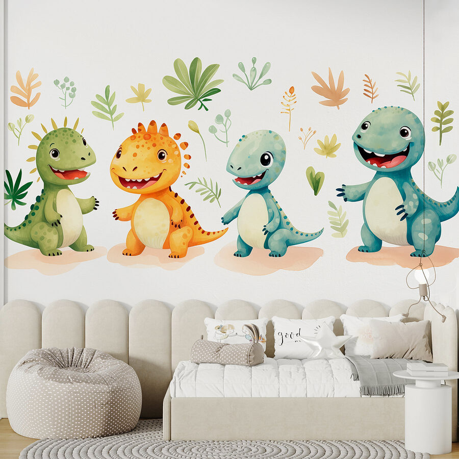 Skupina kreslených dinosaurov