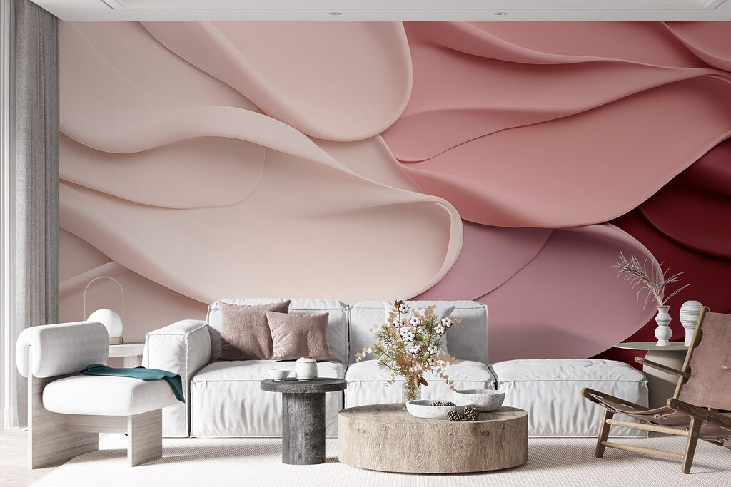 Group of pink and white wavy fabric