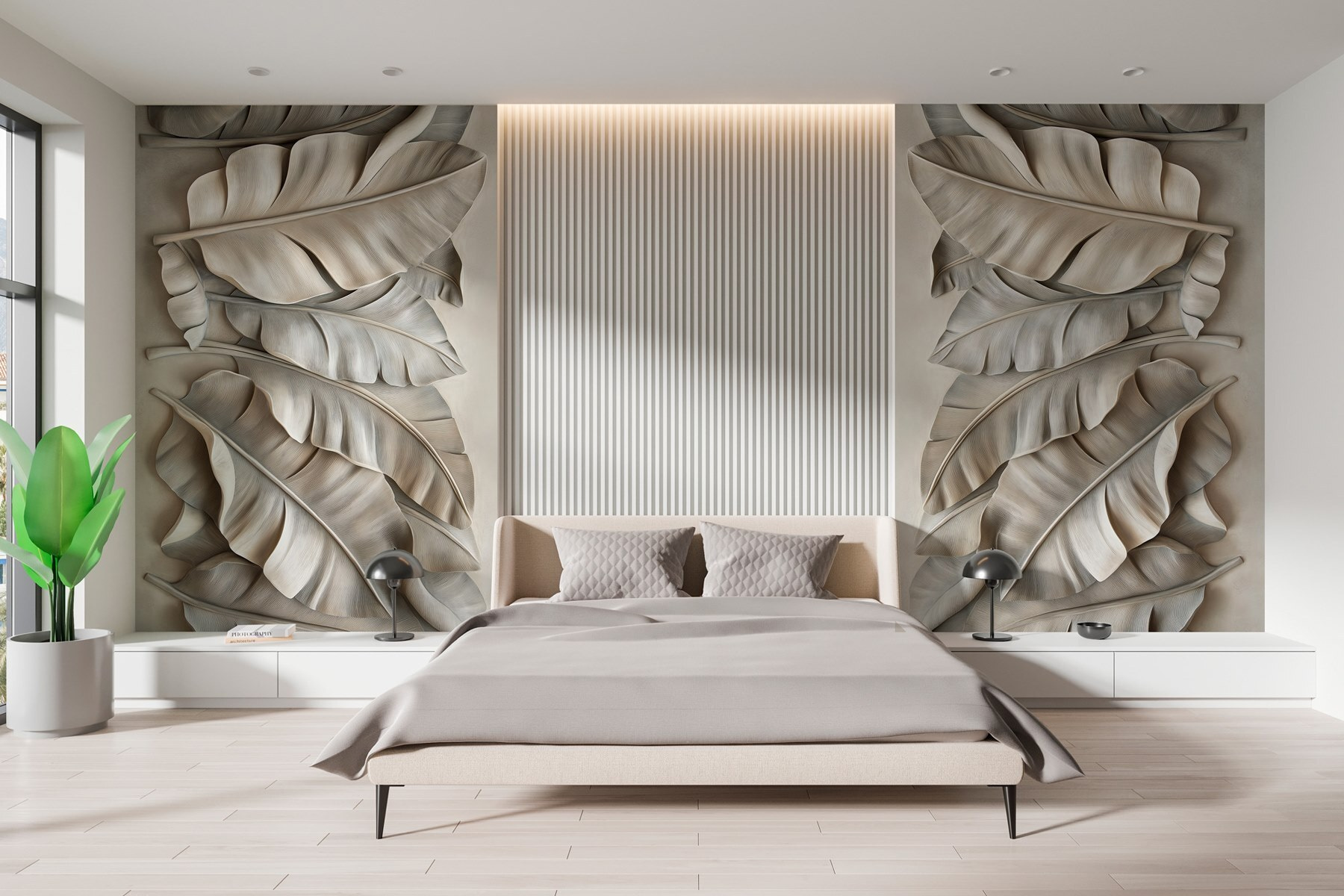 Textured leaves in gentle arrangement