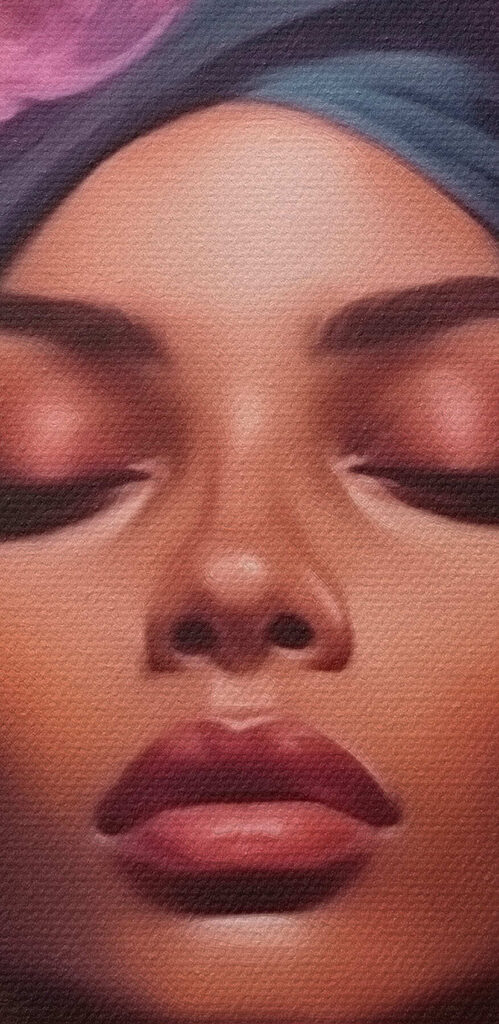 Woman with flowers on her head