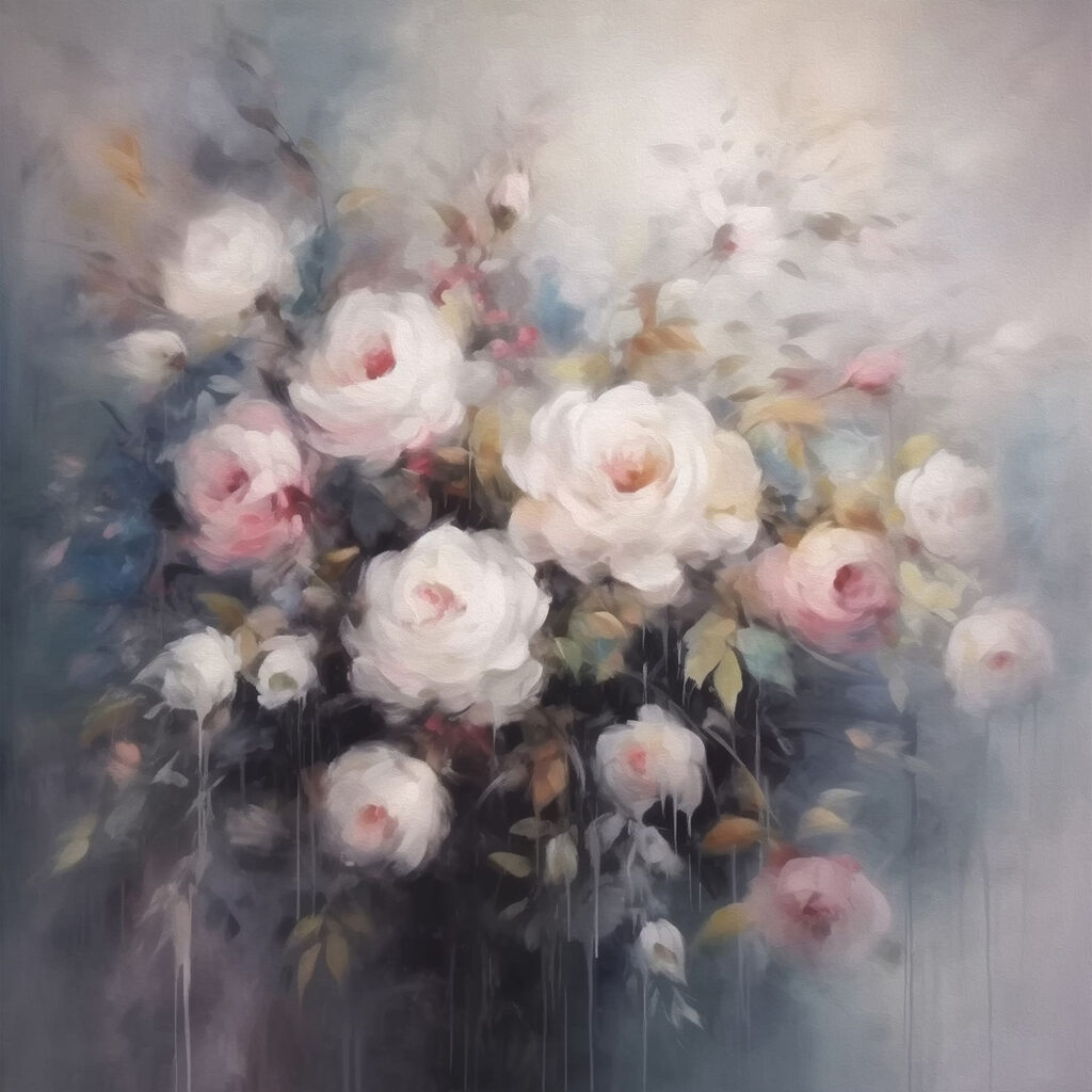 Painting of flowers in a vase Painting of flowers in a vase