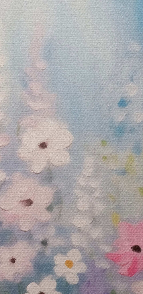 Painting of flowers on a blue background