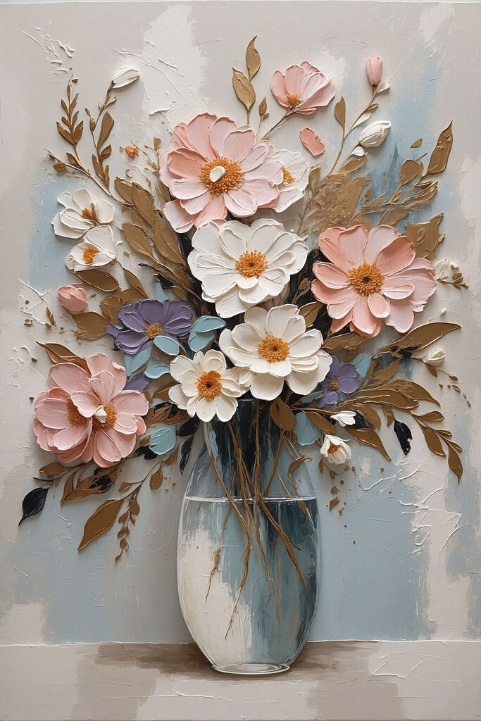 Painting of flowers in a vase