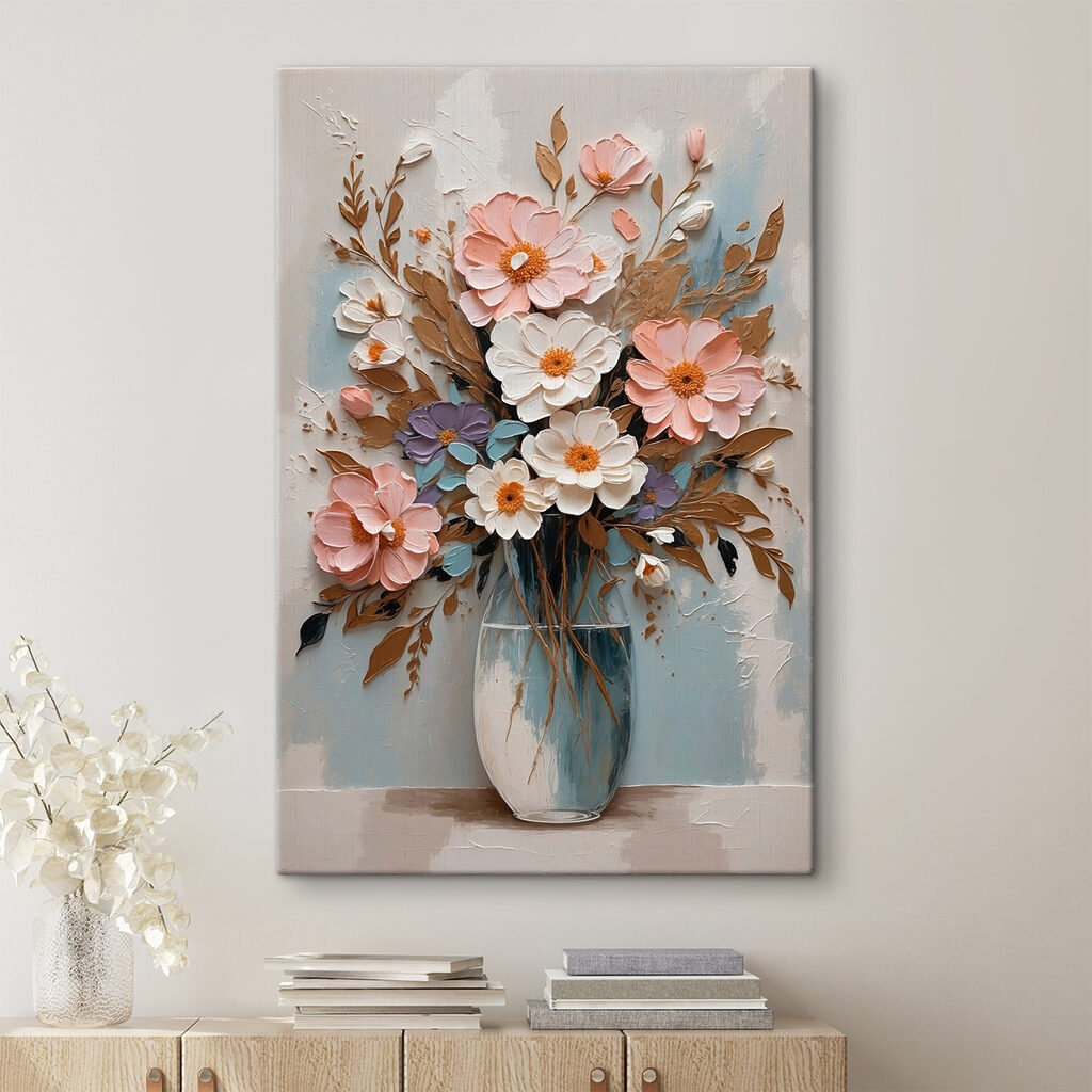 Painting of flowers in a vase