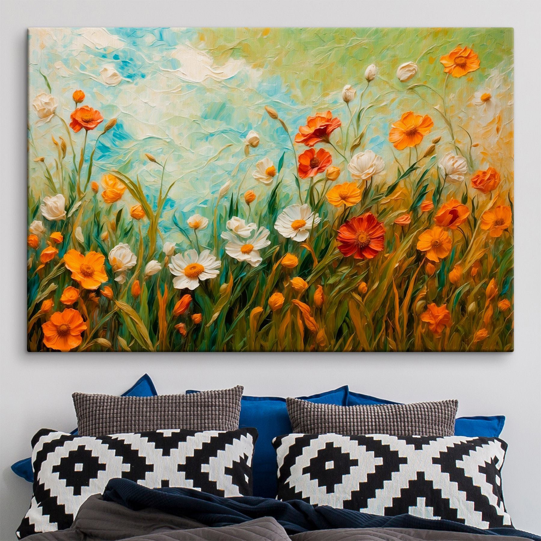 Painting of flowers in a field