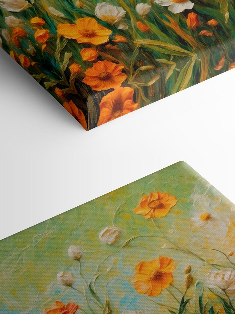 Painting of flowers in a field
