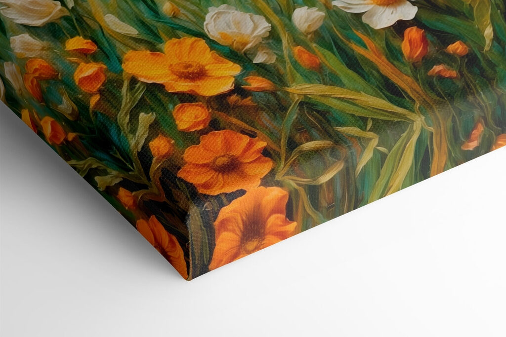 Painting of flowers in a field