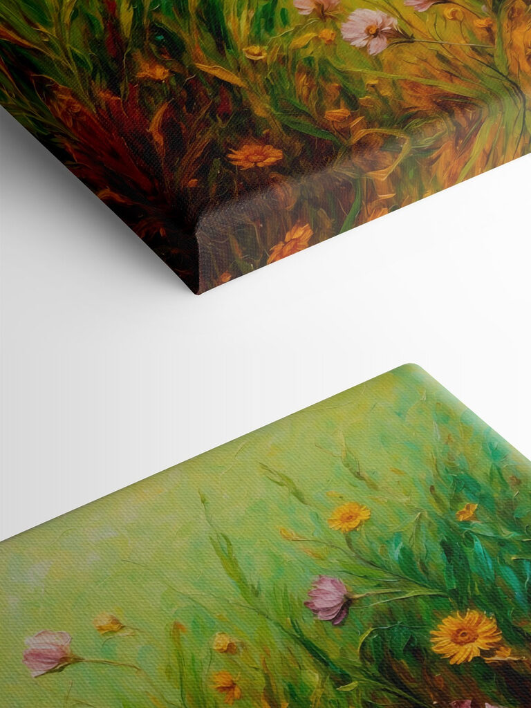 Painting of flowers in a field