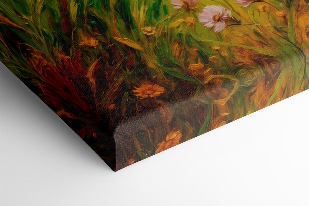 Painting of flowers in a field