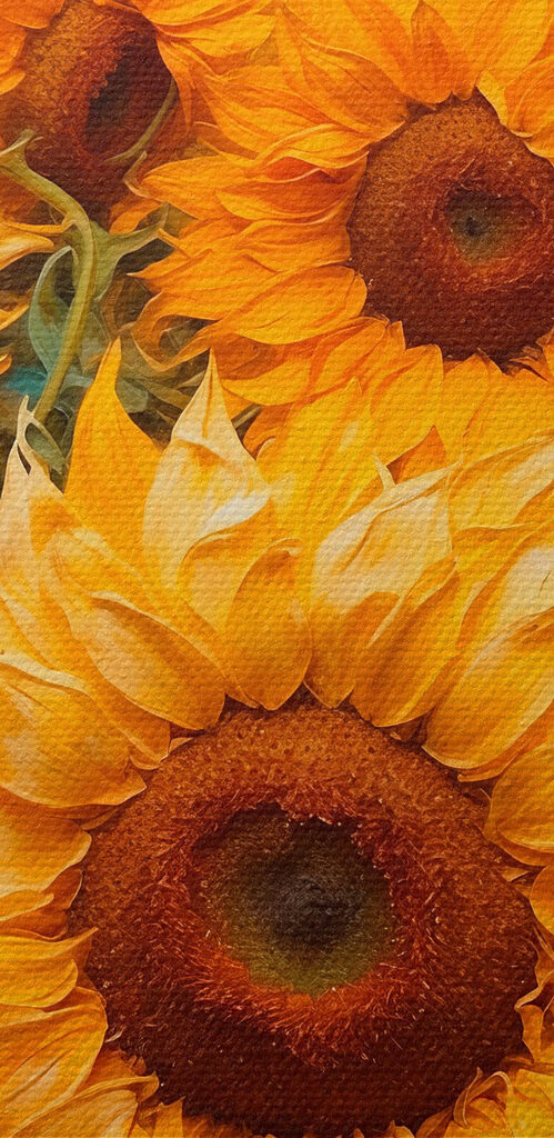 Painting of sunflowers in a field
