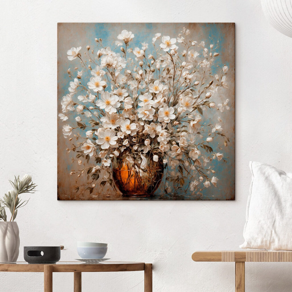 Vase of white flowers