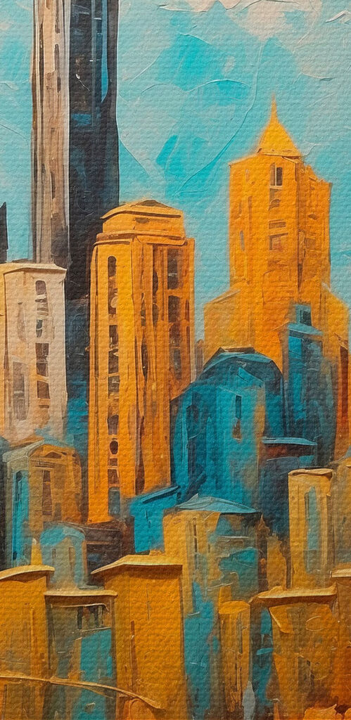 Painting of a city Painting of a city