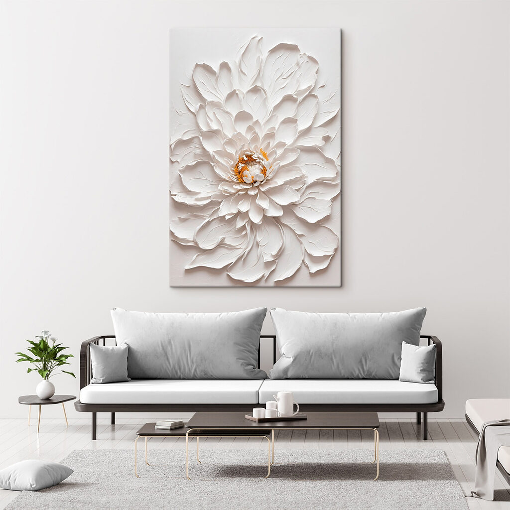 White flower with yellow center