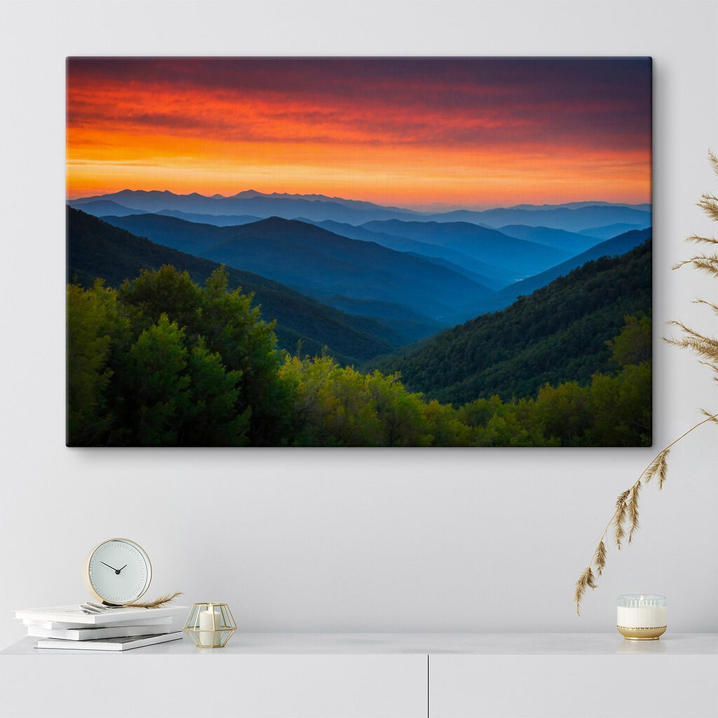 Landscape of mountains and trees