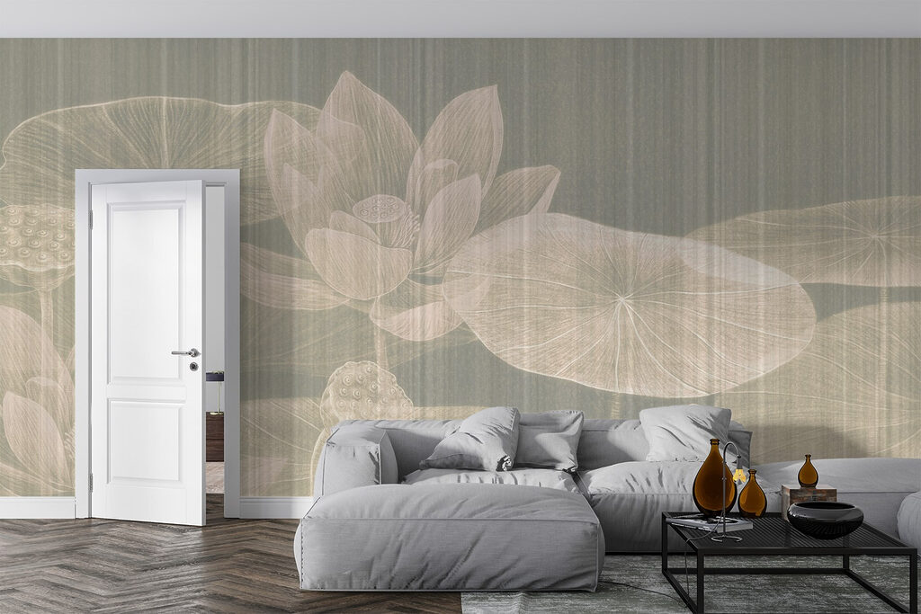 Delicate lotus flowers and leaves design