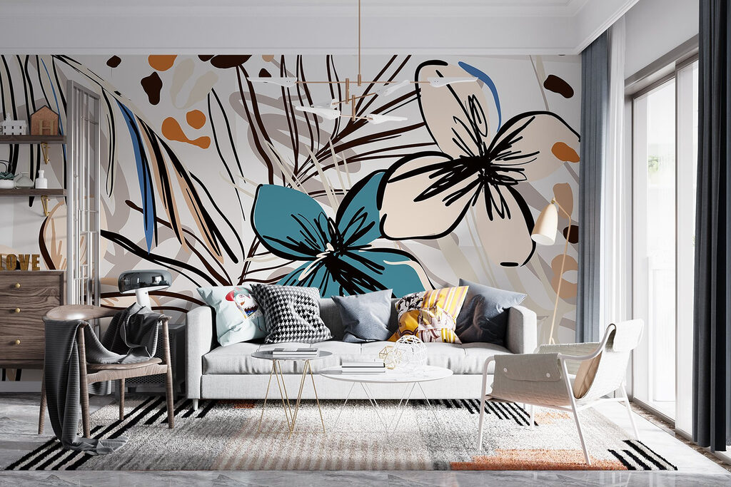 Colorful floral pattern with flowers