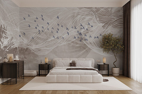 White and blue birds flying in the sky White and blue birds flying in the sky