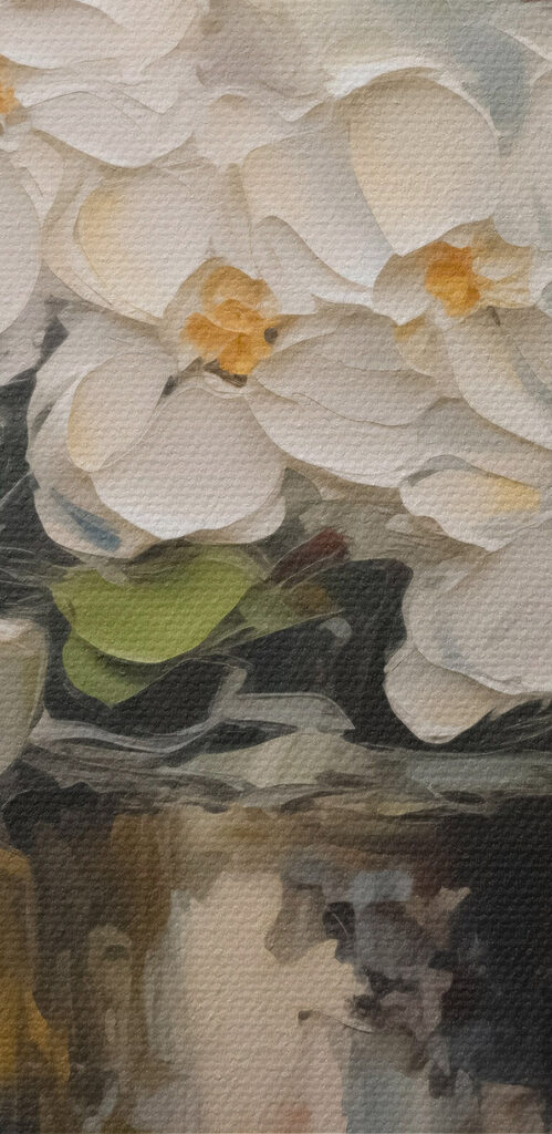 Painting of flowers in a bucket