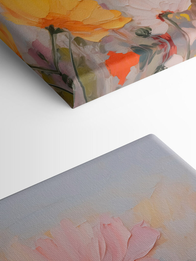 Painting of flowers on a blue background Painting of flowers on a blue background