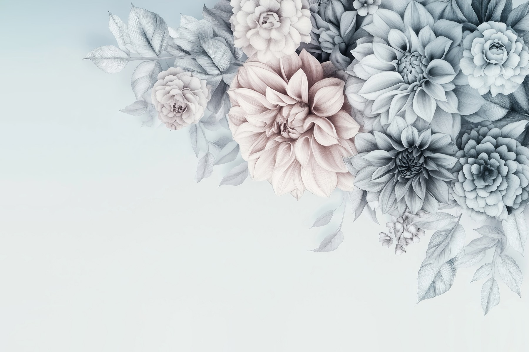 Group of flowers with leaves