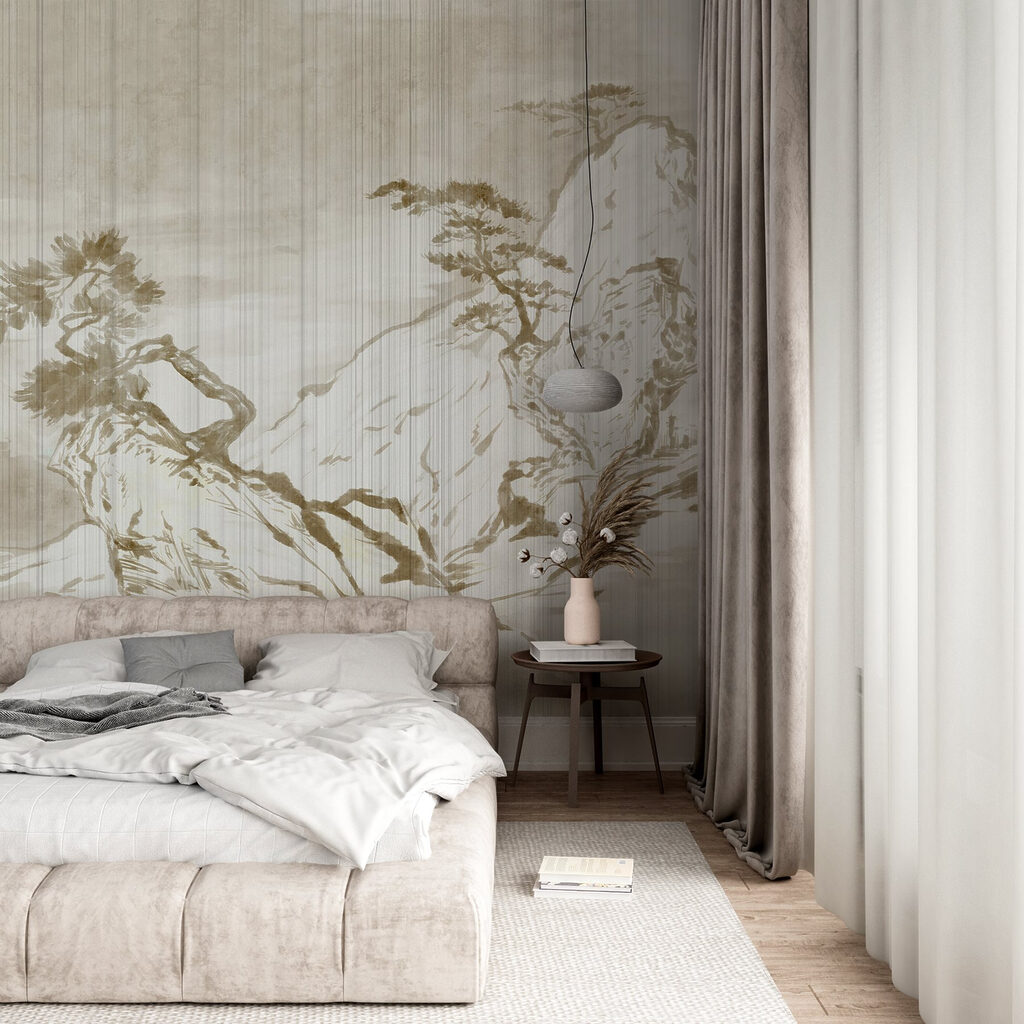 Painting of mountains and trees Painting of mountains and trees