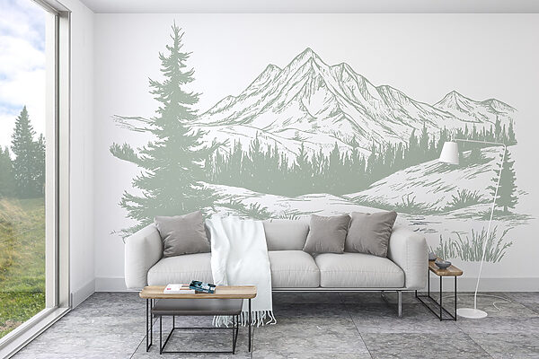 Drawing of a mountain range Drawing of a mountain range