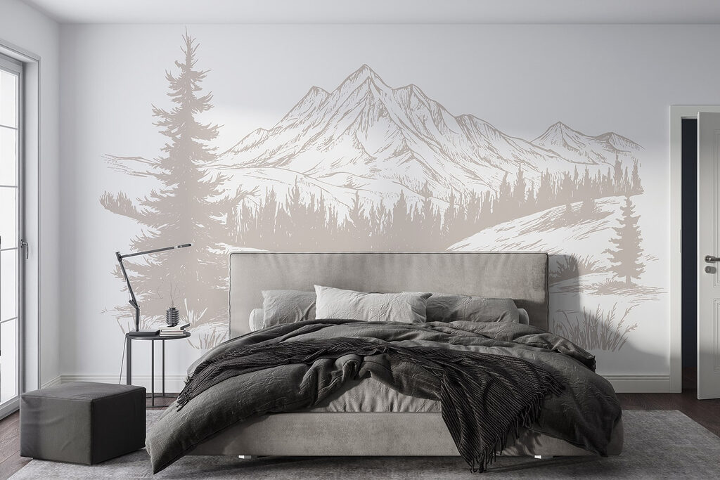 Drawing of a mountain range Drawing of a mountain range