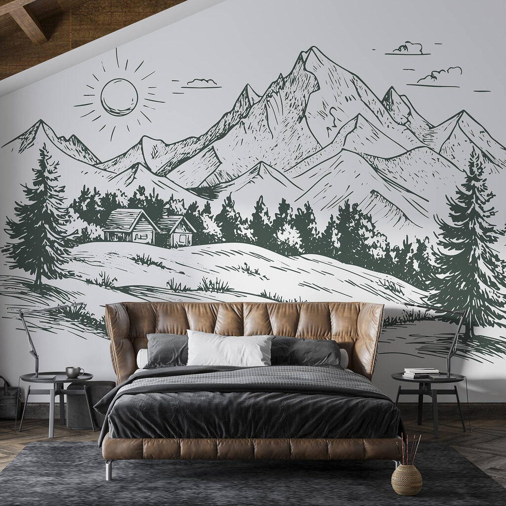 Landscape with trees and a house